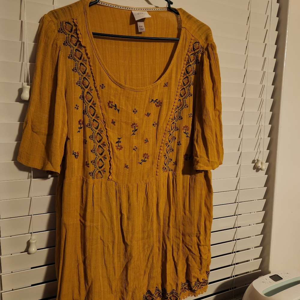 Embroidered yellow top
